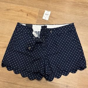 J.Crew Navy Polka Dot Scalloped Hem Women’s Shorts
